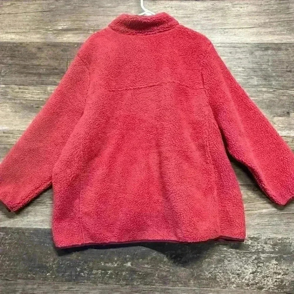 Lands' End Red Teddy Fleece Sherpa Jacket - Picture 3 of 6